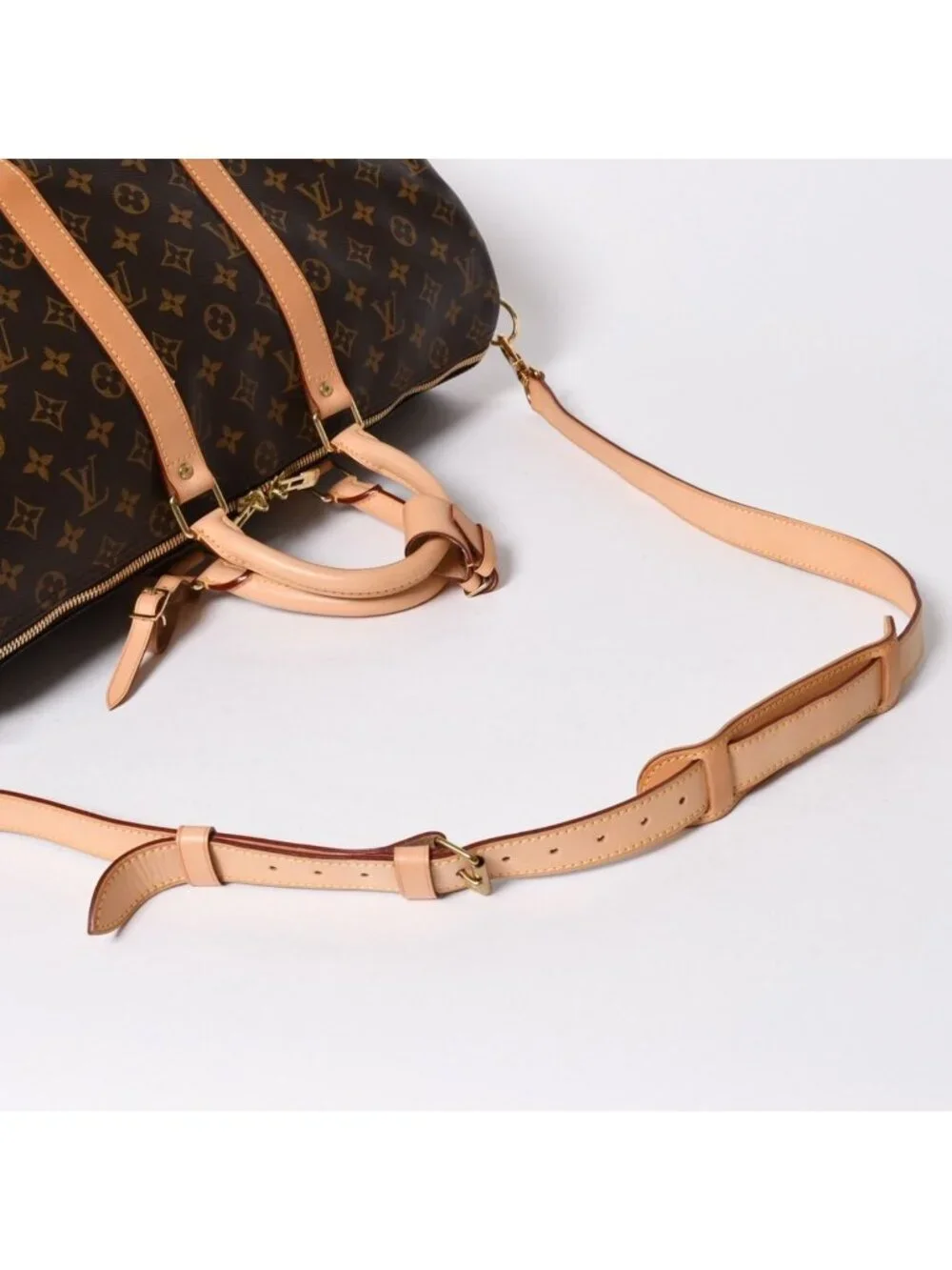 Louis Vuitton Boston Bag Keepall Bandouliere 45 Monogram Brown Gold